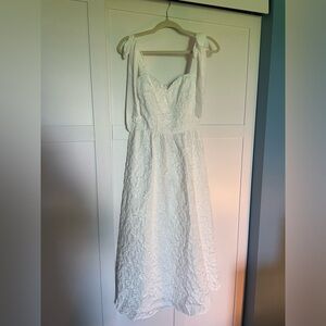 Lulus Bubbly Bliss White Jacquard Bustier Tie Strap Midi Dress Size M